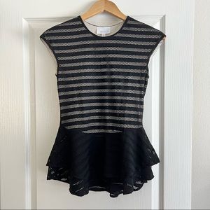 Weston Anthropologie Black Lace Peplum Top XS